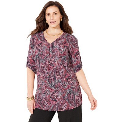 Catherines Women's Plus Size V-Neck Pleated Tunic