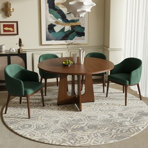 Homy Casa Modern Round Wooden Dining Table with Sturdy Cross Base for Kitchen or Dining Room, Walnut - 1 of 4