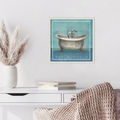 Regal Blue Bathtub Canvas Print with Beaded Frame