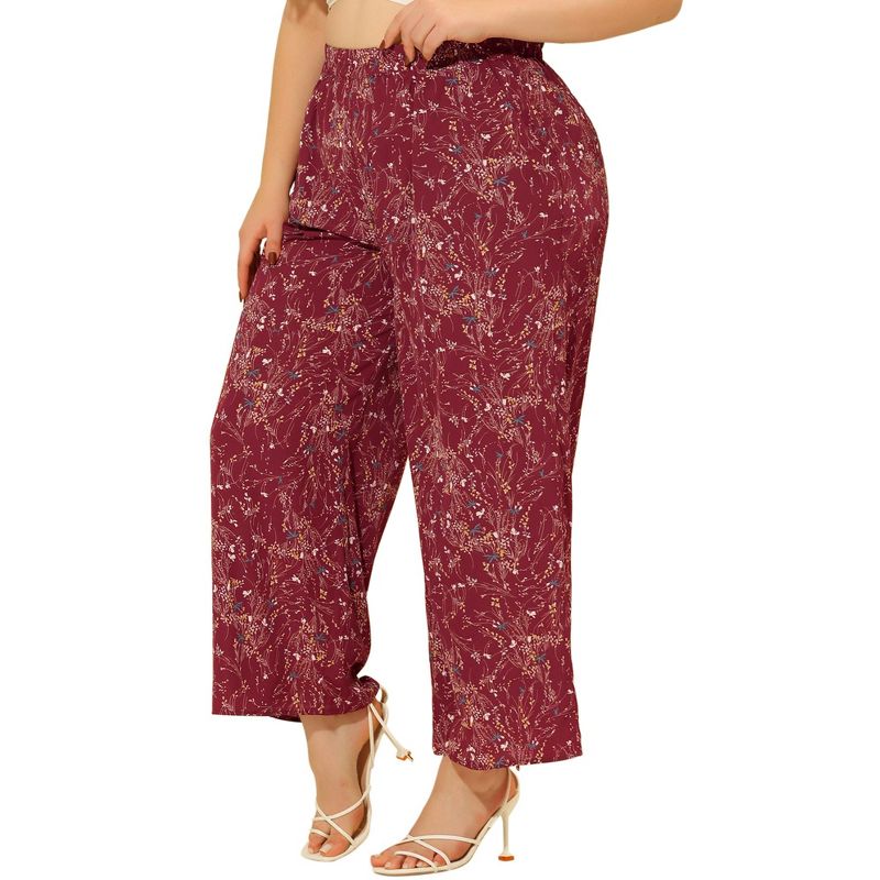 Agnes Orinda Women's Plus Size High Rise Casual Wide Leg Long Palazzo Lounge Trousers, 2 of 6