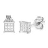 Haus of Brilliance Silver Princess Cut Diamond Square Stud Earrings - 3 of 4