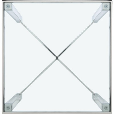 Shawna 28'' Silver Acrylic Square End Table with Glass Top