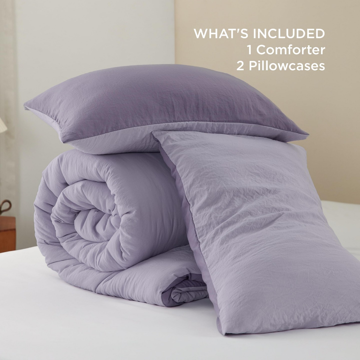 Комплект постельного белья Bedsure Full Size Comforter Set, Reversible Grey Soft Prewashed Bedding for All Seasons, 3 Pieces Warm Down Alternative Bed Set, 1 Lightweight Comforter (82"x, цвет: Фиолетовый — фото 6