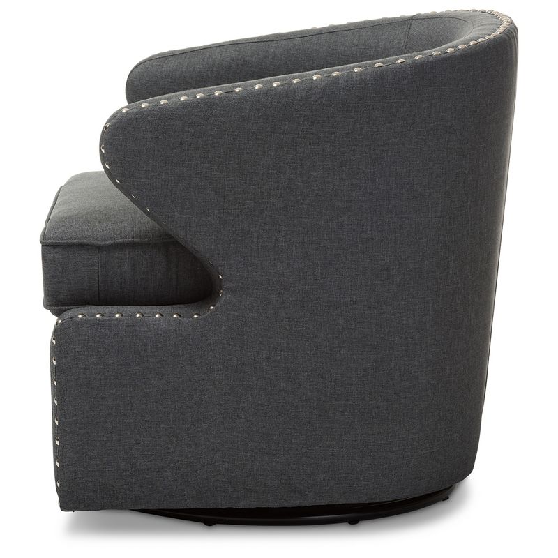 Finley Mid - Century Modern Fabric Upholstered Swivel Armchair - Gray - Baxton Studio, 4 of 7