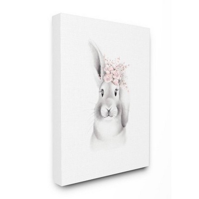 16"x1.5"x20" Sketched Fluffy Bunny Flowers Stretched Canvas Wall Art - Stupell Industries