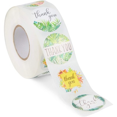 Pipilo Press Thank You Stickers Roll with Tropical Leaves, 1.5 In Envelope Seals, 1000 Pieces