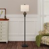 Maxax Black Floor Lamp with Iron and Rattan Design,Farmhouse Boho Style for Living Room, Bedroom, Reading Nook,Drum Linen Shade, - 2 of 4