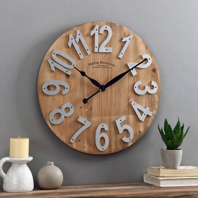 Josephine Slat Wood Farmhouse Clock - FirsTime