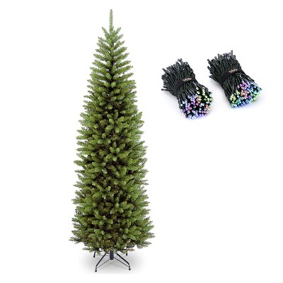 National Tree Company Kingswood 9 Foot Slim Artificial Christmas Tree Bundle with Twinkly Bluetooth WiFi 600 LED RGB Multicolor 157 Foot String Lights