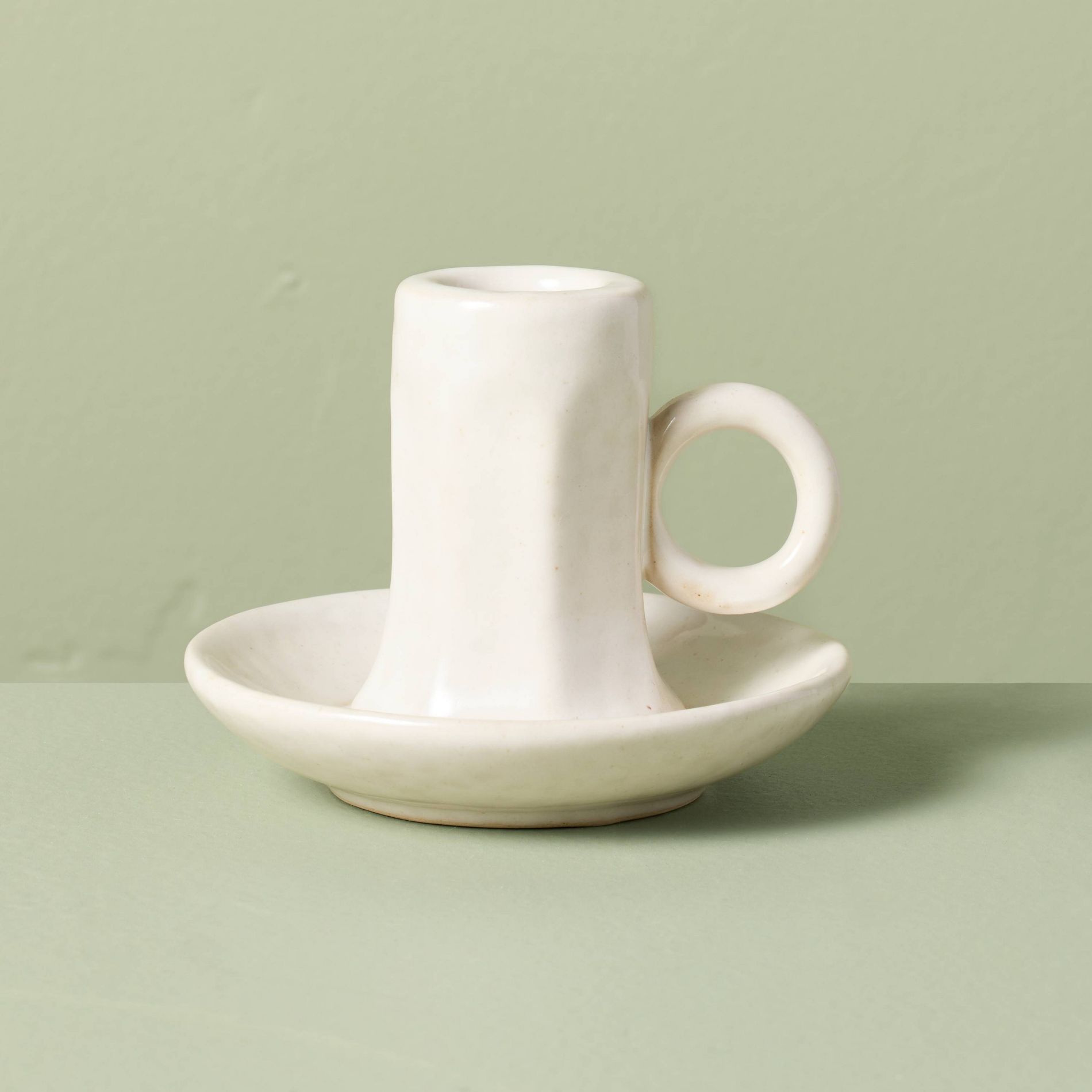 3"x4" Faceted Ceramic Taper Candle Holder Cream - Hearth & Hand™ with Magnolia