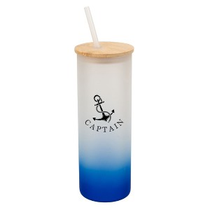 Elanze Designs The Captain Nautical Anchor Ocean Life Wrap-Around Design 25 Ounce Frosted Gradient Glass On-The-Go Coffee Travel Skinny Tumbler Mug - 1 of 1