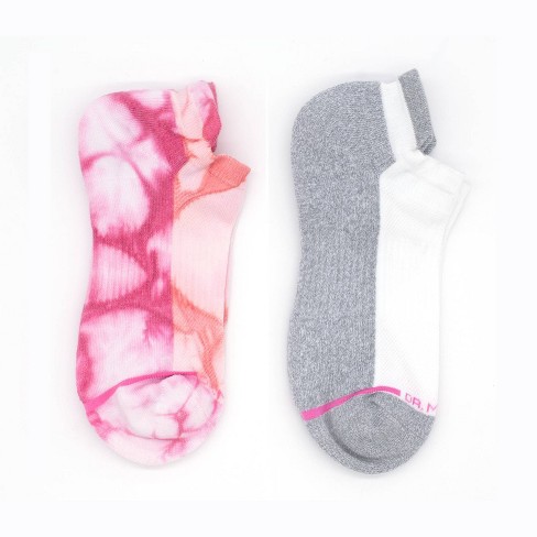 Dr. Motion Women's 2pk Tie-dye Mild Compression Ankle Socks - Pink