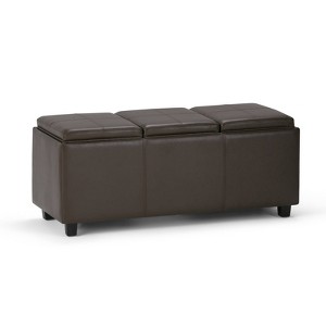 CAVINAS Faux Leather Storage Ottoman Bench,Upholstered Ottoman with 3 Flip Over Serving Trays for Living Room,Bedroom - 1 of 4