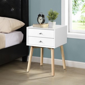 KTMBDW Nightstand with 2 Drawers,Modern Bedside Table with Metal Handles and Solid Wood Legs,Mid Century End Table for Living Room,Bedroom - 1 of 4