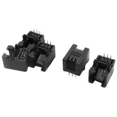 Unique Bargains Plastic Electronic Parts Durable Reliable Connection Telephone Socket Coupler Connector Black 5 Pcs