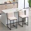 Modern Counter Height Bar Stools set of 2,Bar Stool Chair with Ivory Upholstered Linen Cushions and Minimalist Craft iron Racks Legs-Tanpinhause - 2 of 4