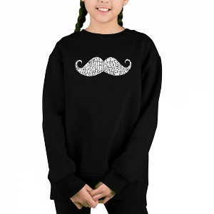 LA Pop Art Ways To Style A Moustache - Girl's Word Art Crewneck Sweatshirt - 1 of 3