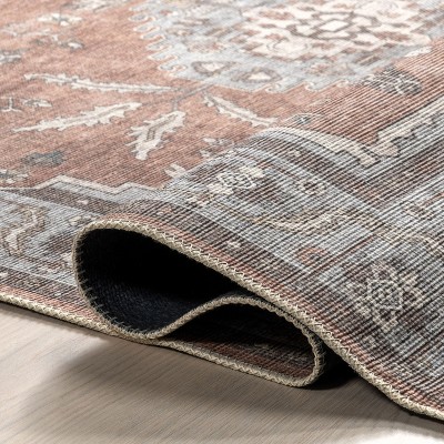Daleyza Rust Red Cotton Medallion 5' x 8' Area Rug