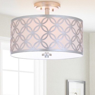 Cecily Silver Glass Drum Flush Mount Light
