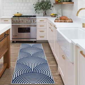 Washable Area Rug, Modern Striped Floor Carpet, No-Shedding Non-Shedding Non-Slip Abstract Mat for Nursery Office Living Room Apartment Bedroom - 1 of 4