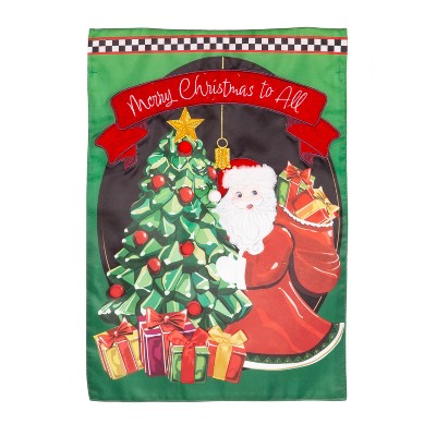 Evergreen Jingle Bell Square Applique Garden Flag 12 x 18 Inches Indoor Outdoor Decor
