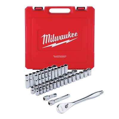 Milwaukee 47-Piece SAE and Metric 1/2 in. Drive Ratchet and Socket Set New