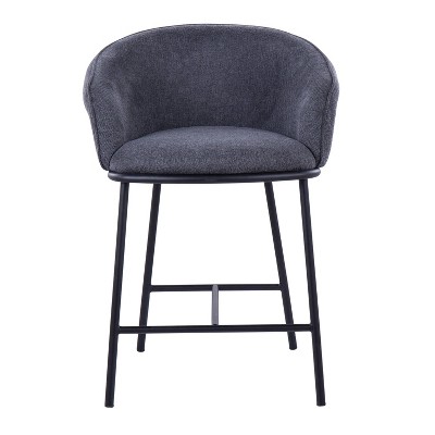 Charcoal Swivel Counter Height Barstools with Metal Frame - Set of 2