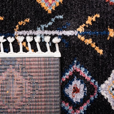 Black and Navy Diamond Flat Woven Square Area Rug, 6'7"