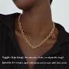 14K Gold Plated Chunky Necklace, Cross Heart Pendant Necklace Layered Herringbone Cuban Link Non Tarnish - 2 of 4