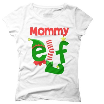 Junior's Design By Humans Mommy Elf Christmas By personalized T-Shirt