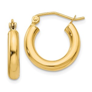 Black Bow Jewelry 3mm, 14k Yellow Gold Classic Round Hoop Earrings, 15mm (9/16 Inch) - 1 of 4