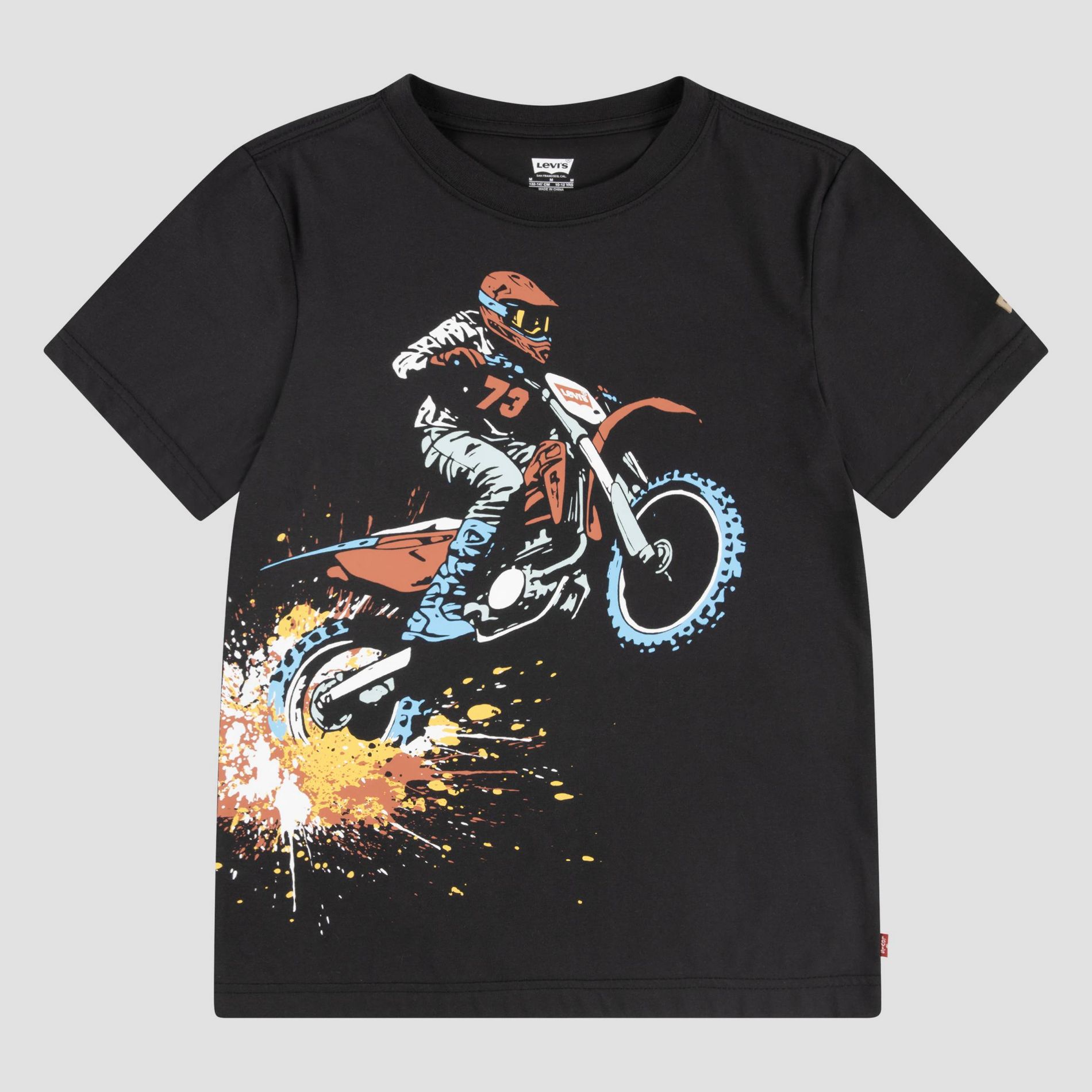 Levi's® Boys' Short Sleeve Wild Ride Graphic T-Shirt - Black 7: Cotton Polyester Knit Crew Pullover
