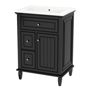 Dexmalle 24" Bathroom Vanity Cabinet with One Flip Drawer and Two Drawers - 1 of 4