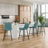 Okak Set of 2 Faux Leather Counter Height Bar Stools for Dining Rooms,Armless Chairs Counter Bar Stools with Black Metal Legs - 2 of 4