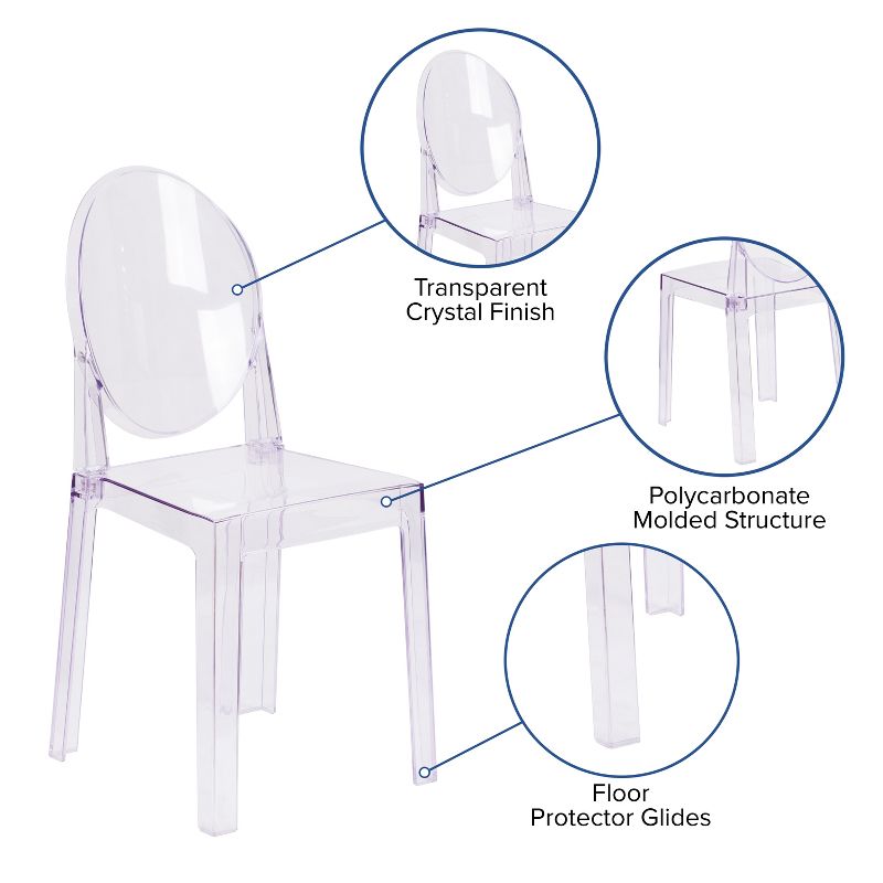 Flash Furniture Ghost Chair with Oval Back in Transparent Crystal, 4 of 12