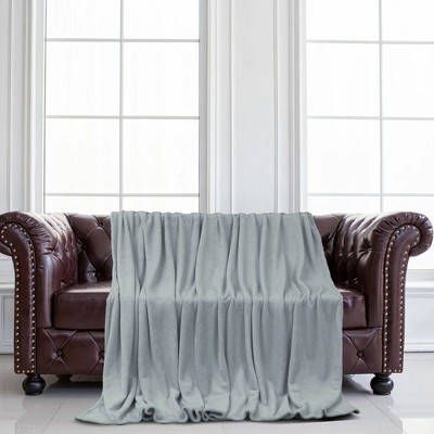 Full Light Gray Polyester Flannel Fleece Blanket
