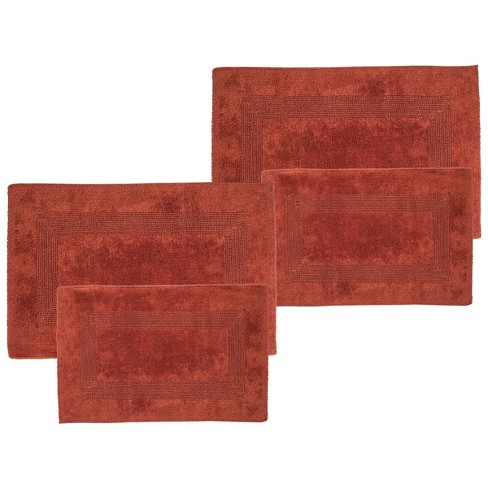 Lavish Home 4pc Cotton Bathroom Mat Set, Brick : Target