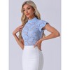INSPIRE CHIC Women's Elegant Floral Lace Short Sleeve Keyhole Back Semi-Sheer Top - 3 of 4