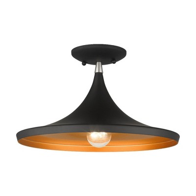 Livex Lighting Waldorf 1 - Light Semi-Flush Mount in  Black/Brushed Nickel