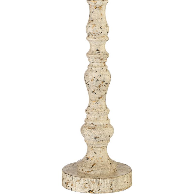 John Timberland Jackson Country Cottage Table Lamp 27 1/2" Tall Distressed Antique White Candlestick Rattan Drum Shade for Bedroom Living Room Bedside, 5 of 9