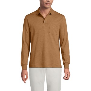 Lands' End Men's Long Sleeve Cotton Supima Polo Shirt with Pocket - 1 of 3