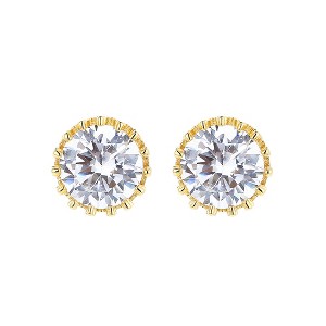 Amy and Annette 14K Gold Crown Earrings with crystals - 1 of 4
