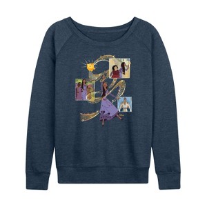 Women's - Disney - Collage OF Friends Lightweight French Terry Wide Neck Long Sleeve Shirt - 1 of 4