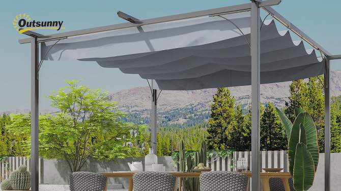 Outsunny Retractable Pergola Canopy, UV Protection & Sun Shade for Garden, Grill, Patio, Backyard, 2 of 11, play video