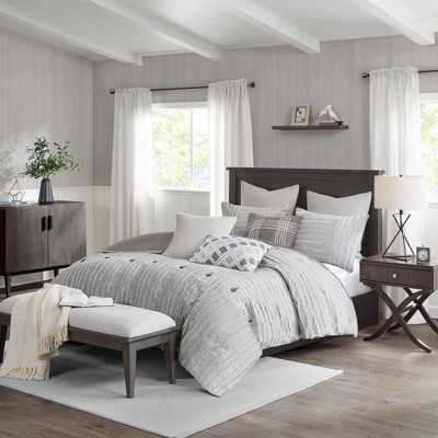 Madison Park Essence Cotton Clip Jacquard Comforter Set Gray