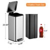 8 Gallon Bathroom Step Trash Can – Stainless Steel Square Kitchen Garbage Can with Soft-Close Lid, 30L Foot Pedal Tall Bin - 3 of 4