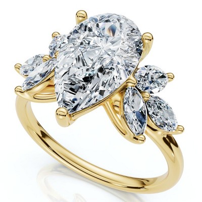 Pompeii3 Certified 3.20Ct Rayuka Pear Diamond Engagement Ring 14k Gold or Pt Lab Created
