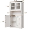 Bathroom Storage Cabinet with Adjustable Shelves, Farmhouse Kitchen Pantry, White - 2 of 4