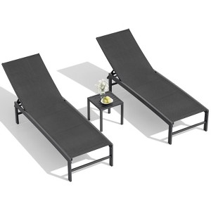 Crestlive Products Chaise Lounge Chair Outdoor Set of 2 Adjustable 5 Positions Pool Tanning Recliner Outdoor Lounge Furniture - 1 of 4