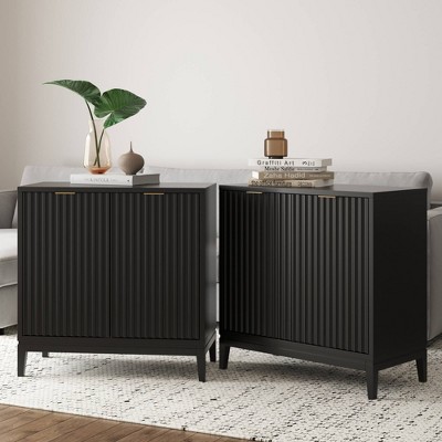 Nathan James Set of 2 Jasper Wood Fluted Console Table with Doors